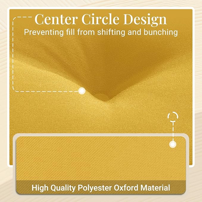 downluxe Bistro Chair Cushions for Patio Furniture, Water-Resistant Round Outdoor Chair Cushions Set of 4 with Non-Slip Ties, 15" x 15", Yellow
