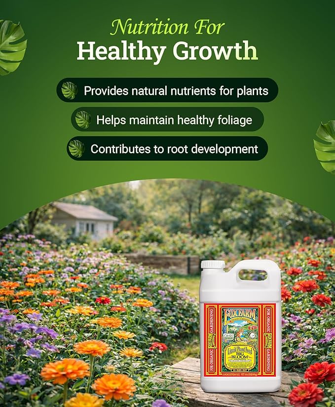 FoxFarm - Big Bloom Plant Food, Liquid Fertilizer Concentrate for Flowers, Fruits, and Vegetables, All Purpose Plant Fertilizer for Indoor & Outdoor Potted Plants, NPK 0-0.5-0.7 (2.5 Gallon)