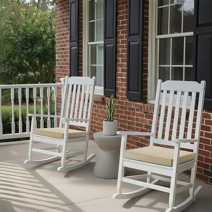 Outdoor Chair Cushions, Water-Resistant & Fade-Resistant, Patio Furniture Square Seat Replacement Chair Pads with Ties, Removable Cover, Non-Slip Bottom, Set of 6, 19 x 19 Inch, Natural