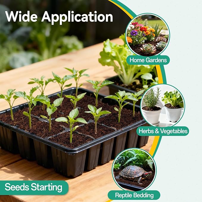 ZeeDix 50pcs(50mm) Coco Coir Pellets Potting Soil Indoor Plants, Compressed Coconut Coir Soil Pellets Seed Starting Pellets Discs for Planting Flowers Bonsai Herbs Plants and Vegetables