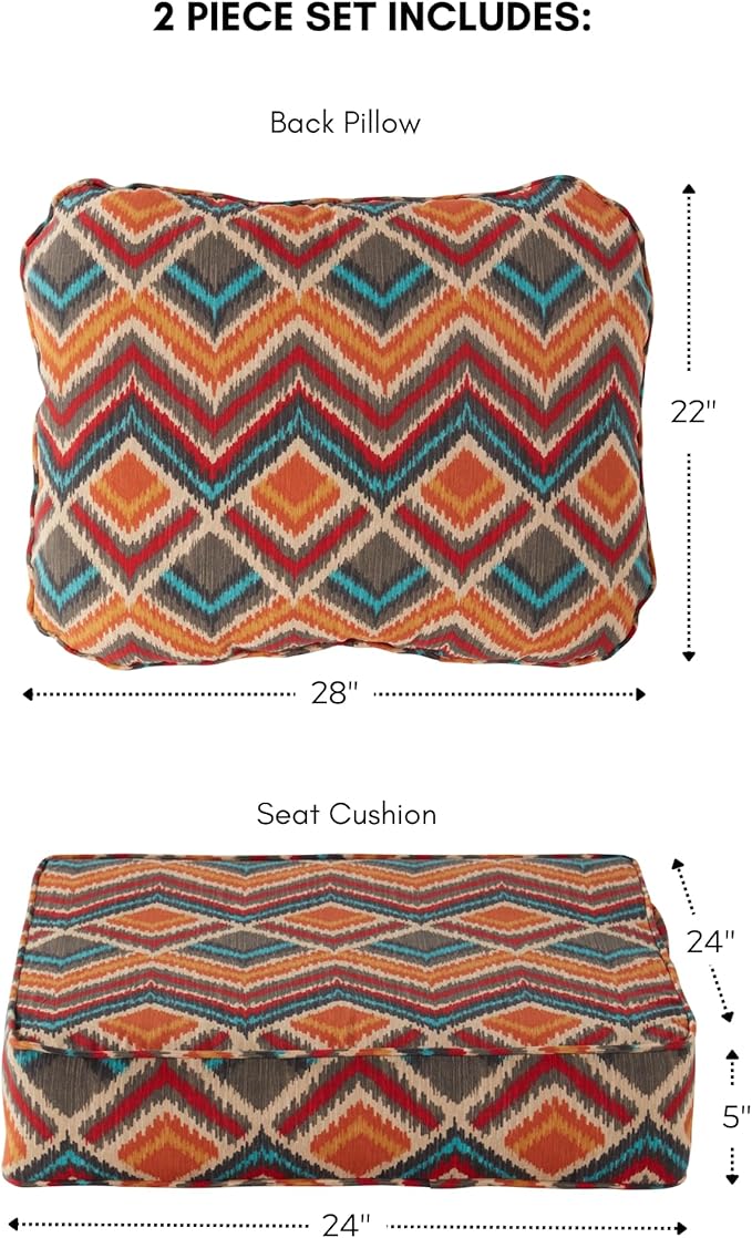 Greendale Home Fashions 2-Piece Outdoor Deep Seat Cushion Set, Aztec