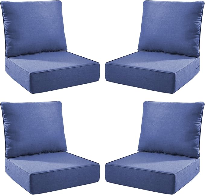 Luxury Outdoor Seat Cushion Set-24 x 24 x 6 Inch Outdoor Chair Cushions with Water Resistant & Removable Cover Outdoor Cushions for Patio Furniture Chair Sofa Couch