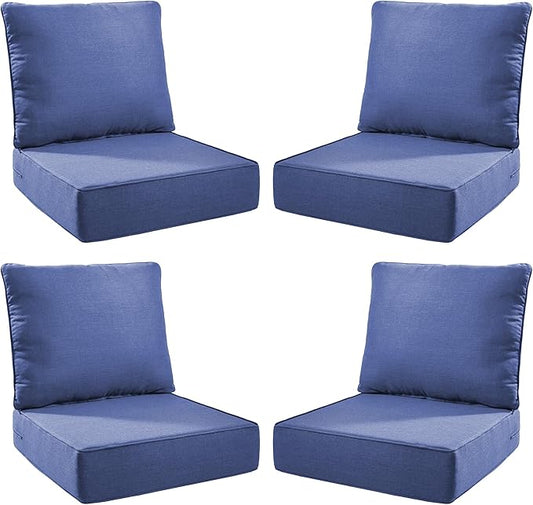 Luxury Outdoor Seat Cushion Set-24 x 24 x 6 Inch Outdoor Chair Cushions with Water Resistant & Removable Cover Outdoor Cushions for Patio Furniture Chair Sofa Couch
