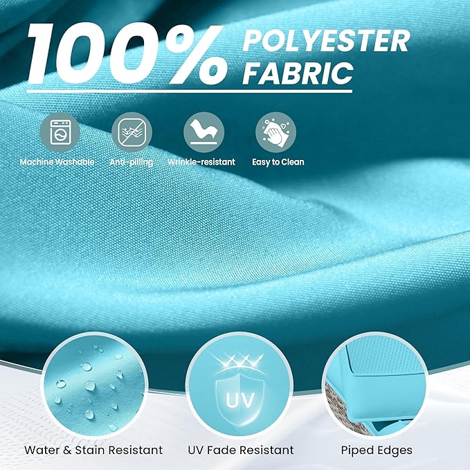 UDPATIO Outdoor Cushions for Patio Furniture Upgraded, Waterproof Patio Furniture Cushions Replacement, 4" Deep Seat Outdoor Sectional Cushion for 4-seat Chair Sofa Couch(Sky Blue)