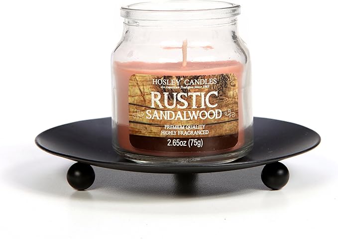 Hosley Set of 6 Black Iron Pillar Candle Holder Plates – 4.75" Inch Diameter- Decorative Round Trays for Pillar Candles – Ideal for Weddings, Special Occasions, Home Décor, and Pedestal Displays