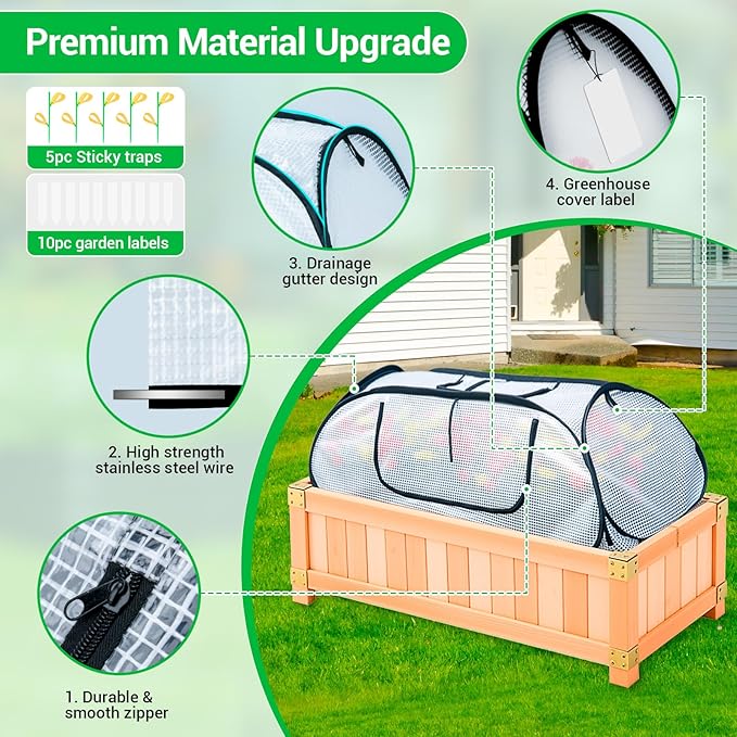 Garden Covers for Raised Beds, Pop Up Raised Garden Bed Cover, Garden Row Plants Cover Accelerator, Greenhouse Cover for Protecting Seedlings Fruits Vegetable Rows 45" L x 22" W x 16" H(2 Pack)