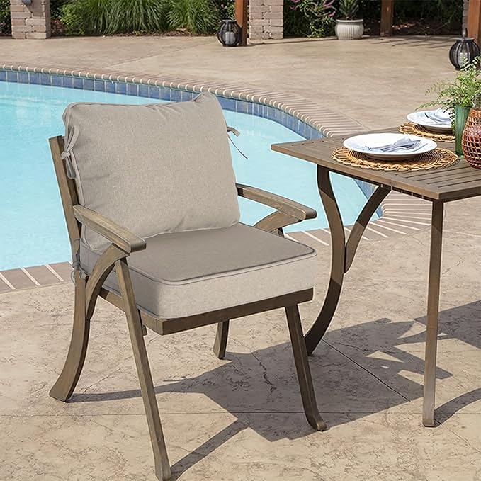 Goodgoods 19"x19" Outdoor Universal Cushion Set of 1 Water-Proof Stain-Resistant UV Resistant Weather Resistant High Resilience Foam Patio Cushions with Handles & Ties Riverbed