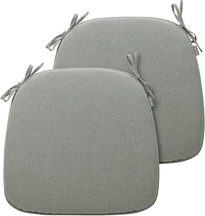 Magpie Fabrics Outdoor/Indoor 17"x16"x2" Chair Cushions with Ties Set of 2, Waterproof All Weather U-Shape Seat Pads Decoration for Patio Garden Furniture Home Office (Grey)