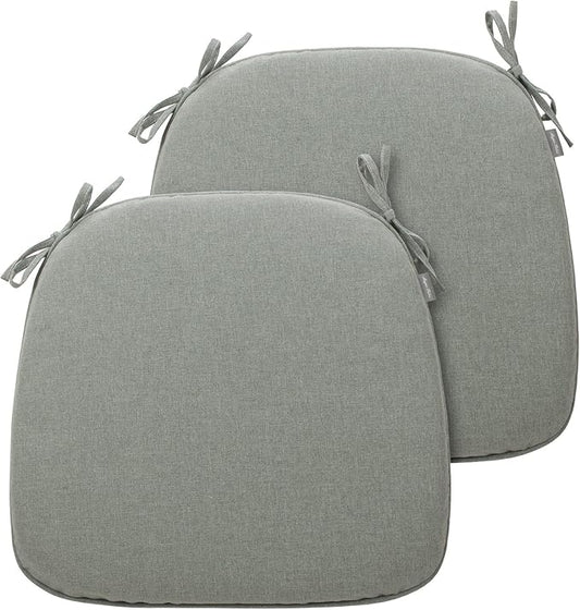 Magpie Fabrics Outdoor/Indoor 17"x16"x2" Chair Cushions with Ties Set of 2, Waterproof All Weather U-Shape Seat Pads Decoration for Patio Garden Furniture Home Office (Grey)