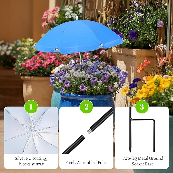 JOLVAK Plant Umbrellas for Outdoor Plants,Adjustable Garden Shade Umbrella for Potted Plants & Garden Beds from Direct Sunlight