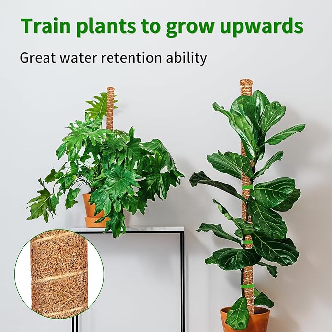 2 Pack Moss Pole, 47-Inch Moss Poles for Plants Monstera,Bendable Plant Support Stakes for Climbing Plants Indoor, Garden Trellis Plant Stick for Potted Plants, Pothos Philodendron
