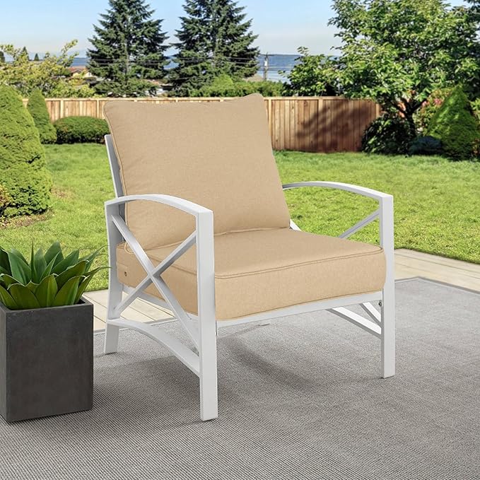 Goodgoods 24x24 inch Outdoor/Indoor Deep Seat Patio Cushion Set of 1 Resilient Foam Filling Water Repellent Stain-Resistant UV Resistant Weather Resistant Deep Seat Bottom Beige