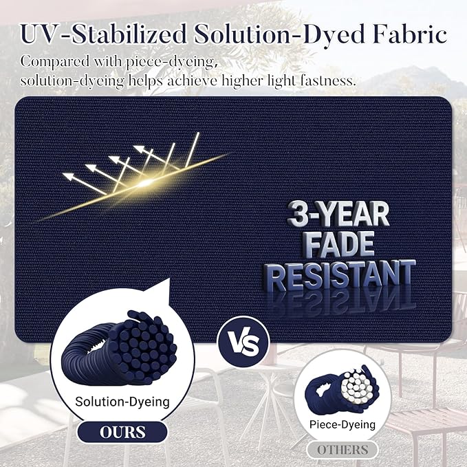 Basic Beyond Outdoor Chair Cushions for Patio Furniture, Waterproof Outdoor Seat Cushions Set of 4 19 x 19, Patio Chair Cushions Set of 4 with Ties and Handle, Navy Blue
