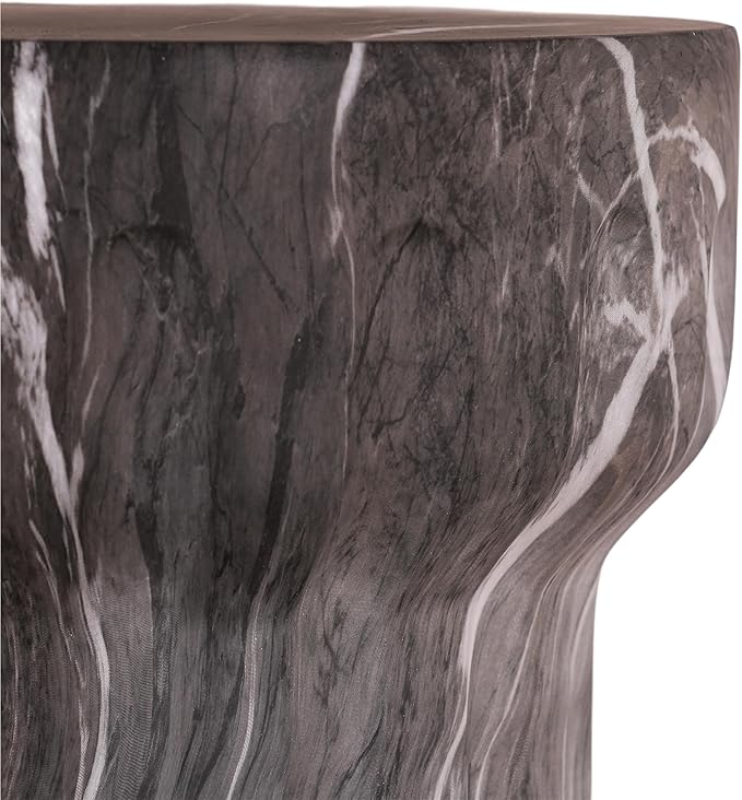 15.55" Cement End Tables for Patio,Faux Terrazzo Modern Small Round Side Accent Table,Tree Stump Garden Stool Drum Indoor and Outdoor,Marble