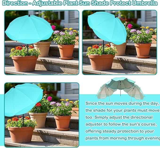 Plant Umbrellas for Outdoor Plants, Adjustable Garden Shade Umbrella Larger Size Plants Shade Cover Umbrella Sun Protection for Potted Plants Garden Beds from Direct Sunlight