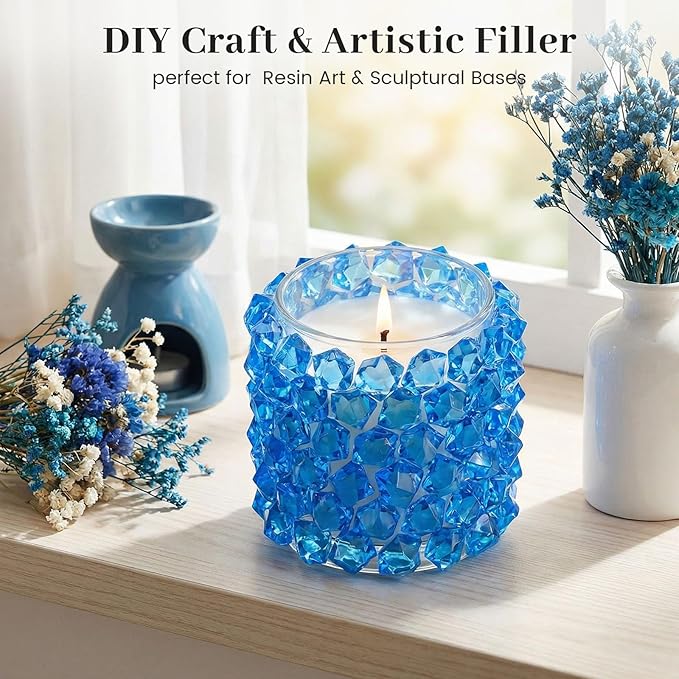 DomeStar Navy Blue Fake Ice Rocks, 150PCS Acrylic Gems Crystals Plastic Diamonds Centerpiece for Vase Fillers DIY Craft Wedding Party Table Scatter Aquarium Tank Cobalt Blue Decorations