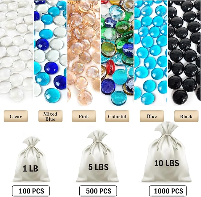 5 lbs Pink Glass Beads for Vases,About 500 Pcs Glass Pebbles Marbles for Vase, Aquarium, Candle, Crafts, Centerpieces and Wedding Decoration