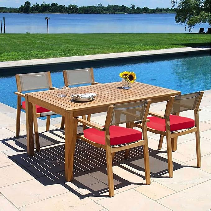 coolboss Outdoor Chair Cushions Set of 4, Outdoor Cushions for Patio Furniture, Water Resistant Chair Cushions for Outdoor Furniture Square Corner Patio Cushions with Ties, 18.5"x16"x3, Burgundy