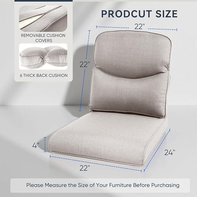 9-Piece Outdoor Patio Cushion Set - Fade & Water Resistant with Removable Olefin Cover, 22x24x4 Inch Memory Foam Cushions for Wicker Sectional Sofa – Beige/Crescent