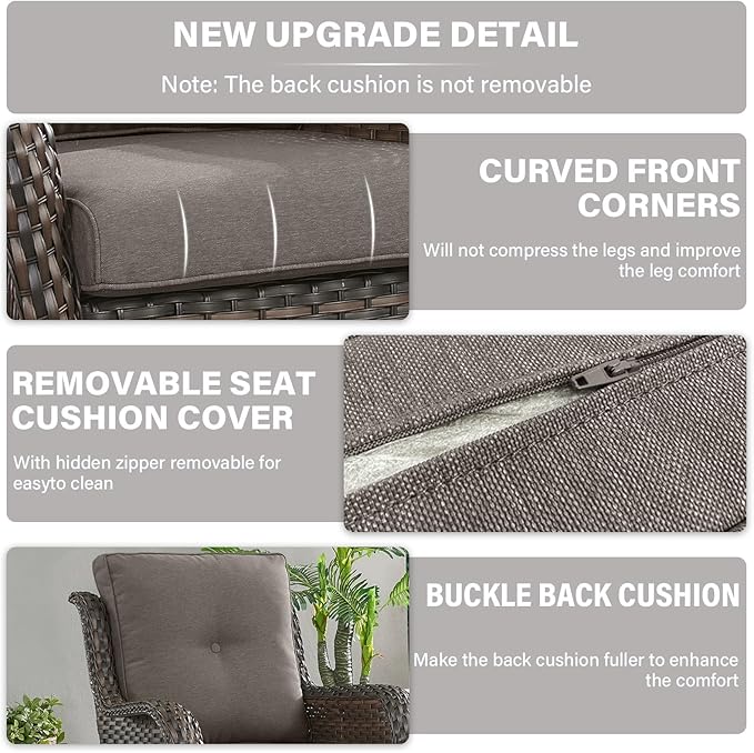 Outdoor Chair Cushions 4 Sets - 22 * 24" Patio Furniture Cushions with Removable Cover, 28D High Density Sponge Filling Outdoor Patio Cushions for Chairs, Rocker, Sofa and Loveseat - Grey