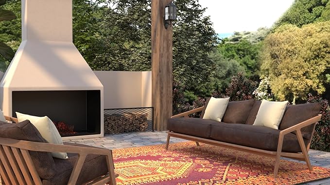 Mad Mats Traditional Outdoor Rug, Reversible Plastic Mat (4' x 6', Oriental Turkish - Rust)