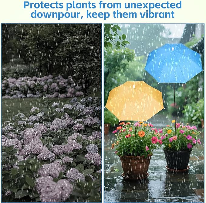 2 Pack Plant Umbrellas for Outdoor Plants with One Storage Bag, 23.6" Sun Shade Cover for Gardens/Patio/Succulents, Blocks 70% Sunlight, Prevents Leaf Burn & Overheating
