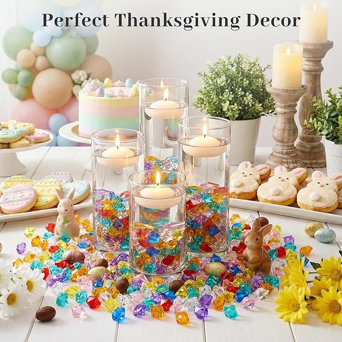 DomeStar 150PCS Multicolored Acrylic Fake Gems, Crushed Ice Rocks Pirate Treasure Jewels Vase Fillers, Table Scatter, Sensory Bin Filler, Photo Props, Valentine's Day Decorations, Pirate Party Favors
