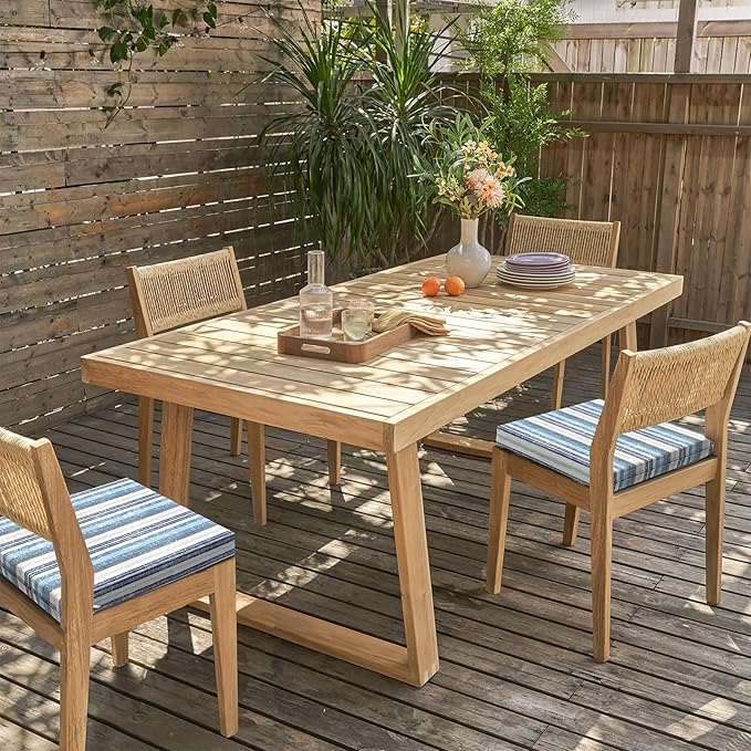 LVTXIII Outdoor Chair Cushions, Fade-Resistant Patio Furniture Cushions Outdoor Chair Pads with Ties for Dining Chairs and Garden Furniture Use, 18.5"x16"x2" 2 Pack, Stripe Layered Blue