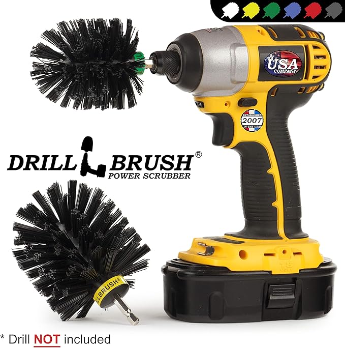Power Scrubber Grill Brush - Rust Remover & Graffiti Remover for Concrete - Grill Cleaner Brush - No Metal Wire Brush for Drill Attachment - BBQ Cleaning Kit and Pellet Smoker Accessories - BBQ Brush
