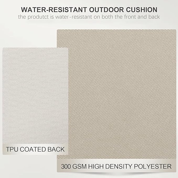 Favoyard Outdoor Chair Cushions 19" x 19" x 2" Set of 4 Patio Chairs Cushions 3-Year Fade Resistant & Water-Resistant Cushions for Outdoor Furniture with Hidden Zipper, Attach Straps for Dining Chairs