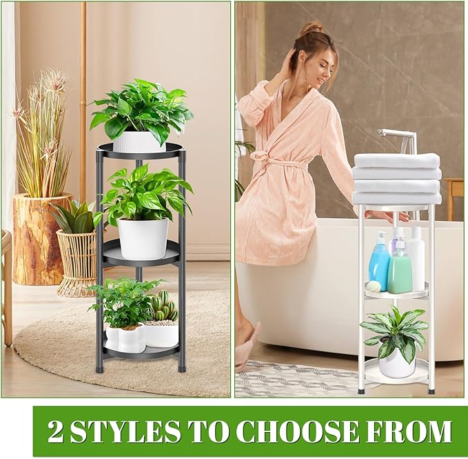 3 Tier Plant Stand Indoor, Black Metal Corner Tall Plant Stands for Multiple Plants, Flower Pot Holder Shelf Outdoor Plant Display Rack for Garden Balcony Patio Living Room