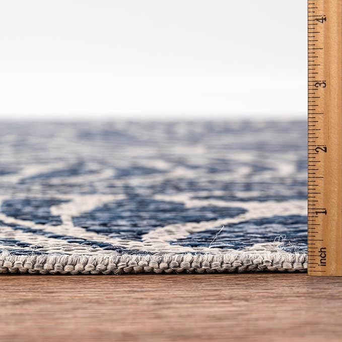 Keen Home Design Terrace Outdoor Runner Rug - 26"x91" Washable Indoor/Outdoor Rug for Patio, Kitchen, Balcony, Beach, Garden, Deck and Porch, Size: 2'2" x 7'7", Rainforest Navy