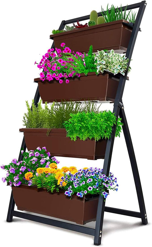 Outland Living 4-Ft Raised Garden Bed - Vertical Garden Freestanding Elevated Planters 4 Container Boxes - Good for Patio Balcony Indoor Outdoor - Perfect to Grow Vegetables Herbs Flowers