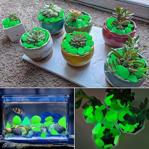 Glow in The Dark Rocks Outdoor, 200 pcs Green Solar Rocks for Landscaping, Outdoor Decor Glow in The Dark Stones, Glowing Pebbles for Garden Backyard Patio Lawn Pond Fish Tank Aquarium Decor
