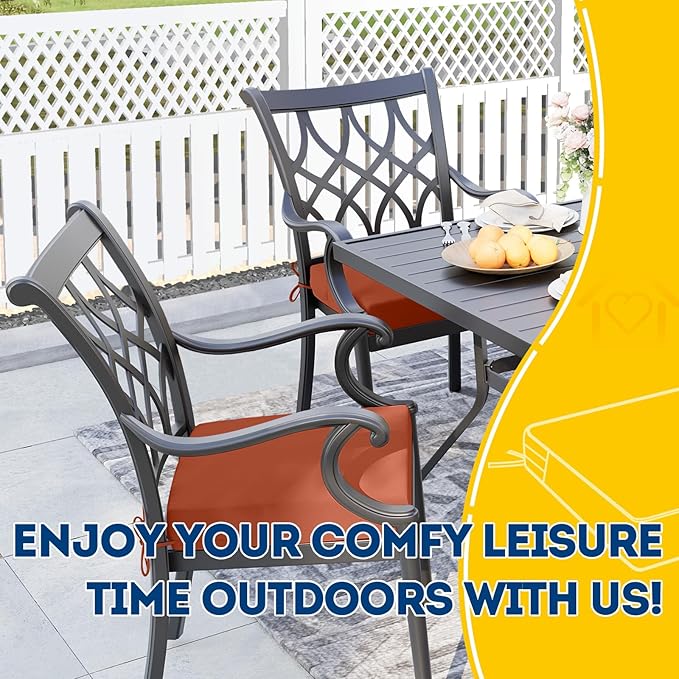 AAAAAcessories Outdoor Seat Cushions for Chairs, Waterproof, Fade-Resistant, 20" x 18" x 3", Patio Furniture Replacement Cushions, Set of 2, Rust
