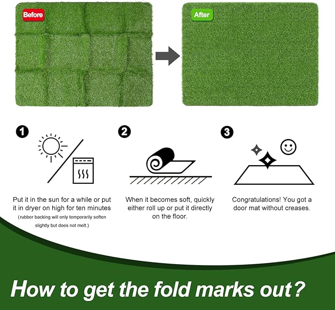 LINLA Artificial Grass Door Mat，42x35 Inches Outdoor Rug Synthetic Fake Dog Grass Mat Turf Waterproof Durable Doormat for Indoor Entryway, Outside Patio, Lawn, Garden