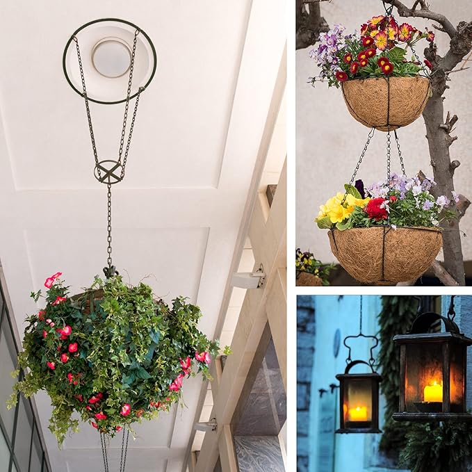 Hanging Chains for Planters Bird Feeders, 19.3 Inches Black Hanging Baskets Chain Sets for Outdoor/Indoor Lanterns Billboards Chalkboards Wind Chimes and Decorative Ornaments