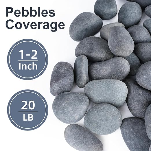 20 lbs River Rocks for Landscaping, 1-2 inch Natural Rocks for Aquarium, Fish Tank, Decorative Garden Stones for Plants, Flower Pots, Vase, Walkways