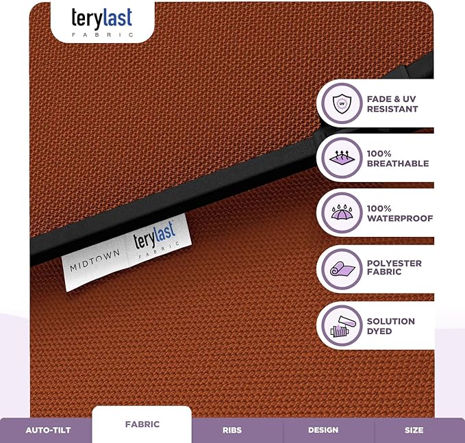 Midtown Umbrellas The Lean Patio Umbrella (Terylast Fabric - Terracotta, 10 Foot)