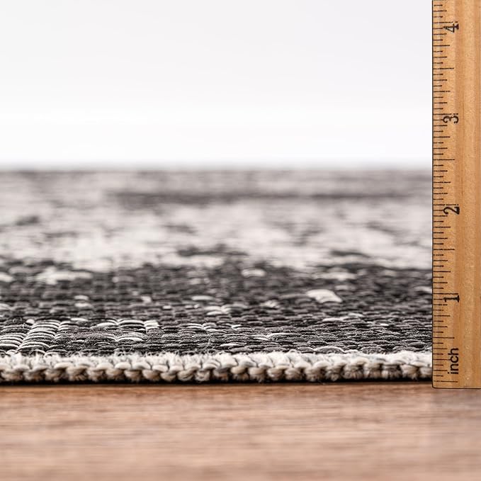 Keen Home Design Terrace Outdoor Runner Rug - 26"x91" Washable Indoor/Outdoor Rug for Patio, Kitchen, Balcony, Beach, Garden, Deck and Porch, Size: 2'2" x 7'7", Abstract Black