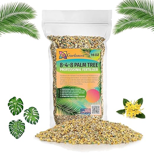 Premium 8-4-8 Professional Palm Tree Fertilizer Plant Food |Indoor Potted Plants and Outdoor Landscape Palm Trees | Quick-Release Nitrogen Fertilizer and Continuous Feeding [16 OZ]