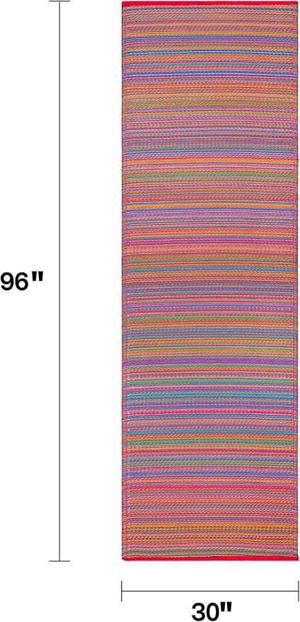 Fab Habitat Outdoor Rug - Waterproof, Fade Resistant, Crease-Free - Premium Recycled Plastic - Striped - Porch, Deck, Balcony, Hallway, Poolside - Cancun - Multicolor - 2.5 x 8 ft Runner