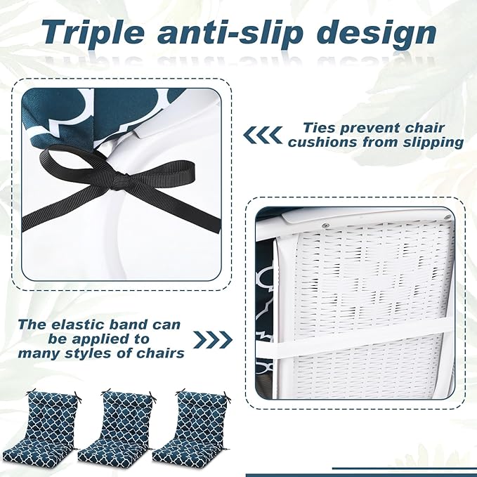 Hoteam 4 Set Outdoor Deep Seat Patio Chair Cushions Waterproof Patio Cushions Set 20 x 42 Inch for Furniture Replacement Removable Seat and Back(Lantern)