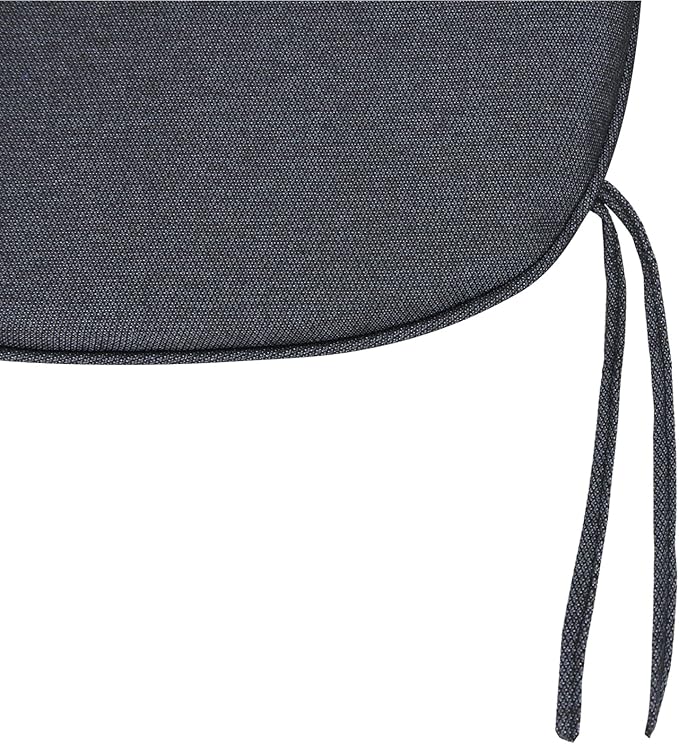 SleepMan Outdoor 17"x16" Chair Cushions with Ties Set of 4, Water Resistant All Weather U-Shape Seat Pads for Patio Garden Furniture Indoor Fade Resistant Patio Cushions (Grey Black)
