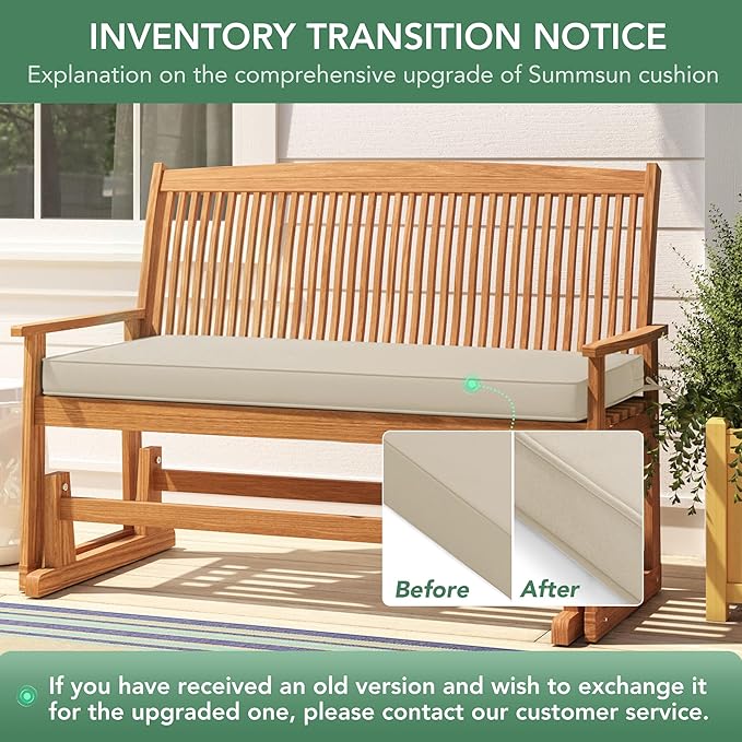 Outdoor Bench Cushion: Waterproof and Fade Resistant Patio Furniture Cushions - Non-Slip Bench Pad Cushion with Removable Cover for Garden Swing Porch Sofa Settee, 48 x 18 x 3 Inch, Beige