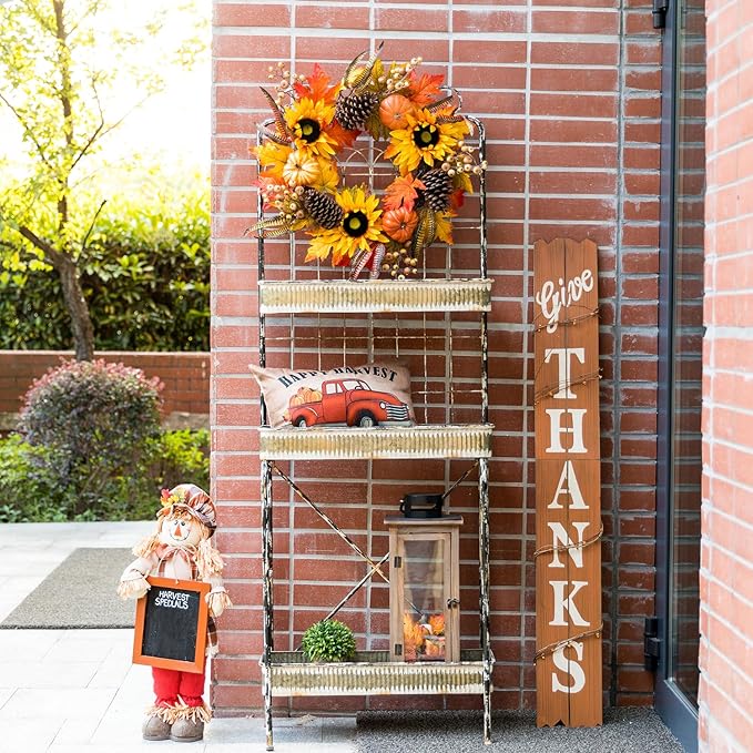 glitzhome 68" H Farmhouse Garden Planter 3 Tiers Metal Display Plant Stand Storage Shelf Indoor Outdoor Floor Standing Storage Organizer Rack