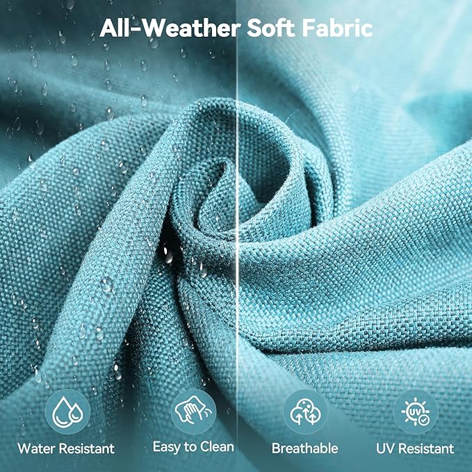 6" Thick Outdoor Cushions 22x24x6, 8-Set Deep Seat Patio Cushions with Removable Cover, Waterproof & Fade Resistant Replacement for Wicker Chair, Loveseat, Sofa - Teal