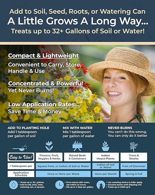Organic Plant Magic - Fast-Acting Water Soluble Plant Food - All-Purpose Fertilizer Concentrate for Flower, Vegetable, Herb, Fruit Tree, Garden & Indoor Houseplants [One 1/2 lb Bag]