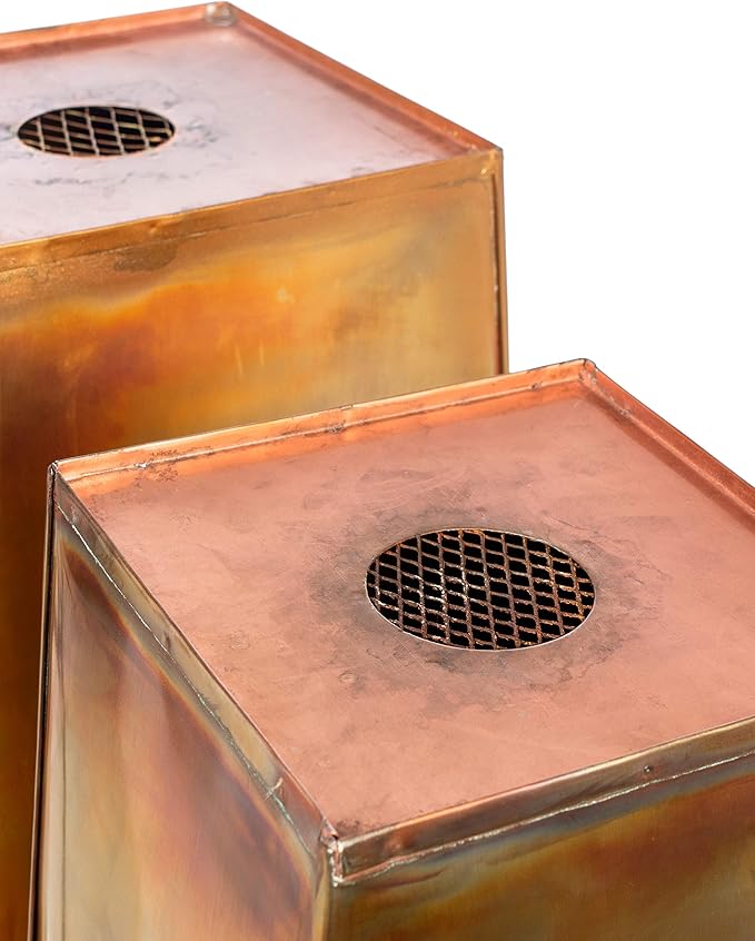 H Potter Tall Copper Planters Set of 2 – Rustic Copper Hammered Stainless Steel Indoor Outdoor Planter with Insert & Drainage – Large Decorative Floor Planters for Entryway Porch Patio