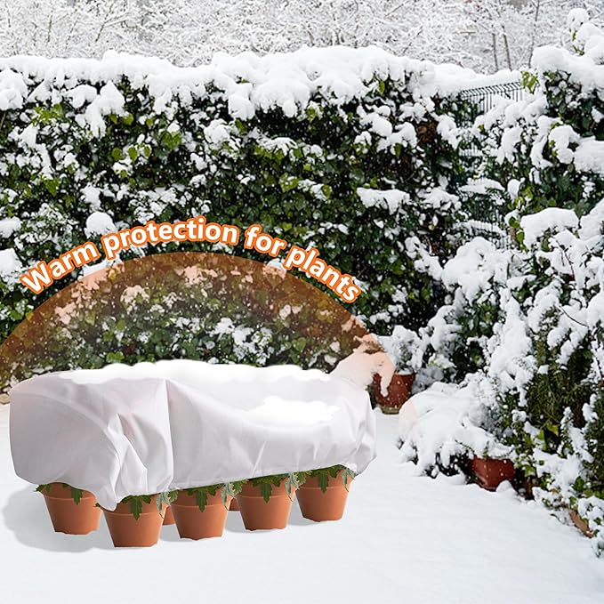 DECOHS 3 Pc Rectangular Winter Plant Freeze Protection- 59" x 17.7" x 15.7" Balcony Plant Box Cover- Planter Frost Covers Bags Wraps Blanket